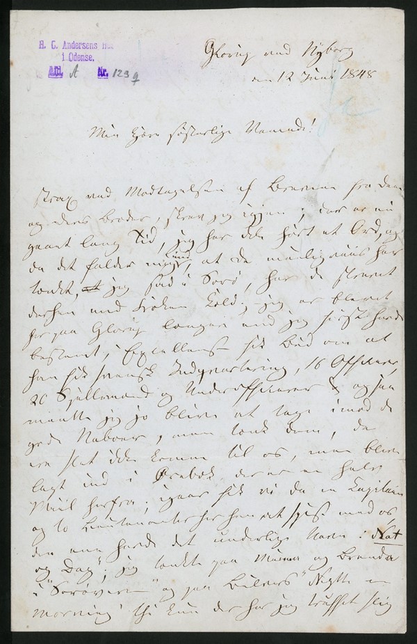 Brev fra H.C. Andersen til Henriette Wulff (12/06-1848)